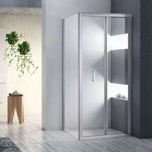 Diplon 90x90 cm szögletes harmonika ajtós zuhanykabin, 6 mm edzet... kép