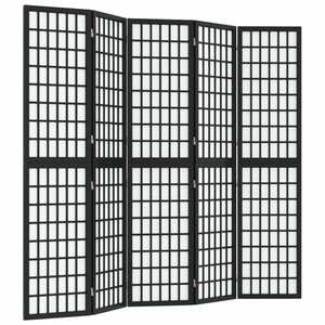 vidaXL 5 paneles fekete japán stílusú összecsukható paraván 200x170 cm kép