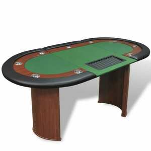 vidaXL 10 személyes, zöld pókerasztal osztó résszel és zsetontálcával kép