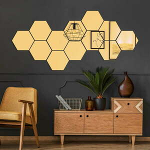 Falmatrica szett 12 db-os 17x20 cm Hexagons Gold – Ambiance kép