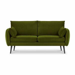 Lento zöld bársony kanapé fekete lábakkal, 158 cm - Kooko Home kép