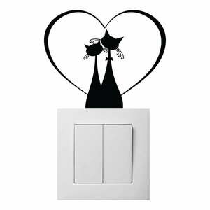 Cat Couple fekete villanykapcsoló matrica - Ambiance kép