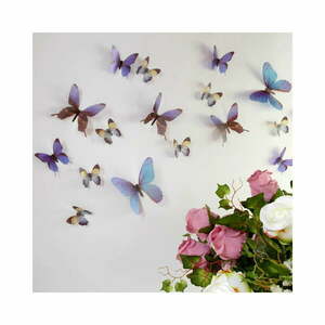 Butterflies 18 db-os kék 3D hatású falmatrica szett - Ambiance kép