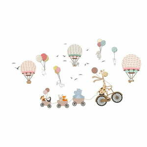 Animals and Hot Air Balloons in the Clouds gyerek falmatrica, 90 x 60 cm - Ambiance kép