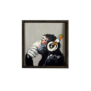 UV nyomott falikép, majom, 35x35 cm, fekete - ECOUTE - Butopêa kép