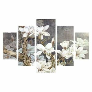 Falikép szett, virágok, 5 db, 56x92 cm, szürke - LYS - Butopêa kép
