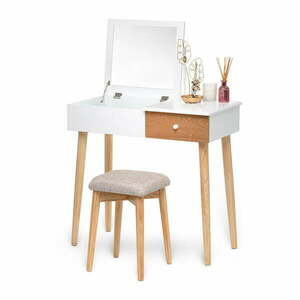 Beauty fehér fésülködőasztal tükörrel, ékszertartóval és ülőkével - Bonami Essentials Beauty kép