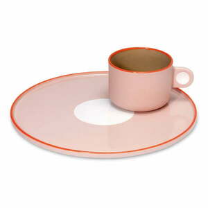 Greta rózsaszín agyagkerámia csésze és tányér, 250 ml - Remember kép