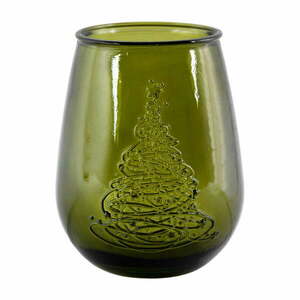 Arbol de Naidad zöld üveg váza karácsonyi mintával, magasság 13 cm - Ego Dekor kép