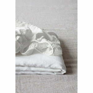 Fehér gumis len lepedő, 180 x 200 cm - Linen Tales kép