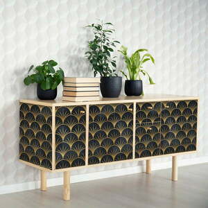 Youlika fekete-aranyszínű dekorációs bútortapéta - Ambiance kép