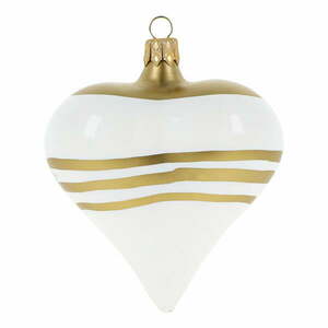 3 db-os fehér-aranyszínű szívalakú üveg karácsonyi dísz készlet - Ego Dekor kép
