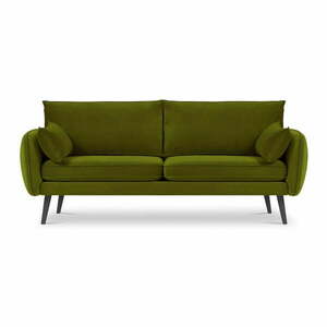 Lento zöld bársony kanapé fekete lábakkal, 198 cm - Kooko Home kép