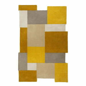 Collage sárga-bézs gyapjú szőnyeg, 150 x 240 cm - Flair Rugs kép