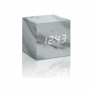 Cube Click Clock szürke márványszínű ébresztőóra fehér LED kijelzővel - Gingko kép