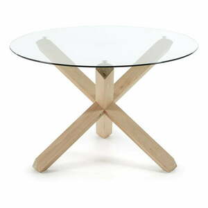 Nori tölgyfa étkezőasztal üveg asztallappal, ø 120 cm - Kave Home kép