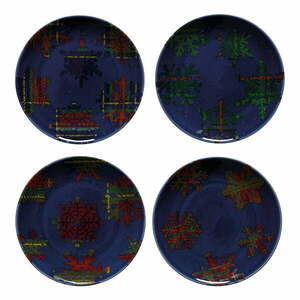 Snowflake 4 db-os kék-piros agyagkerámia desszertes tányér szett, ø 21, 6 cm - Casafina kép