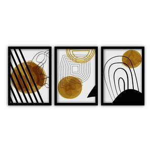 Abstract Lines 3 db-os kép készlet fekete keretben, 35 x 45 cm - Vavien Artwork kép