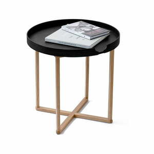 Damieh fekete, tölgyfa tárolóasztal levehető asztallappal, 45 x 45 cm - Wireworks kép