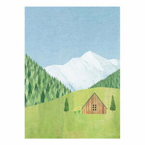 Poszter 30x40 cm Mountain Cabin - Travelposter kép