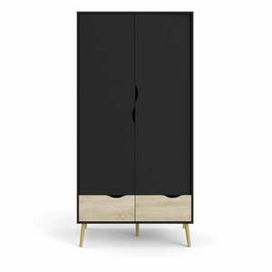 Oslo fekete ruhásszekrény, 99 x 200 cm - Tvilum kép