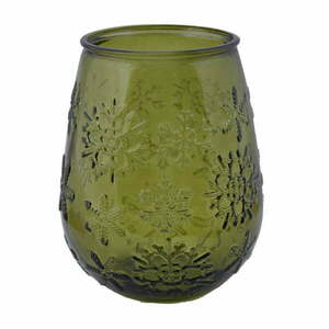 Copos de Nieve zöld üveg váza karácsonyi mintával, magasság 13 cm - Ego Dekor kép