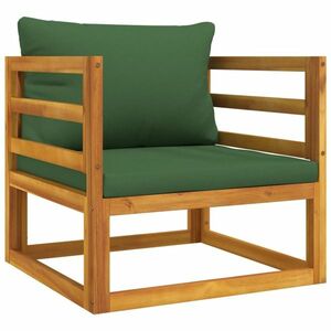 vidaXL tömör akácfa kerti szék zöld párnákkal kép