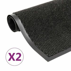 vidaXL 2 db fekete négyszögletes bolyhos szennyfogó szőnyeg 80x120 cm kép