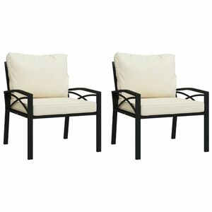 vidaXL 2 db acél kerti szék homokszínű párnákkal 68 x 76 x 79 cm kép