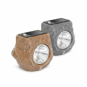LED-es kültéri szolárlámpa - szürke / barna kő - hidegfehér - 80... kép