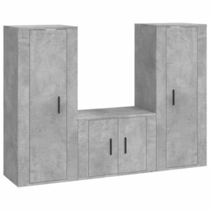 vidaXL 3 részes betonszürke szerelt fa TV-szekrényszett kép