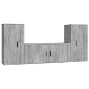 vidaXL 3 részes betonszürke szerelt fa TV-szekrényszett kép