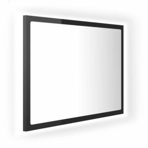 vidaXL magasfényű fekete akril LED-es fürdőszobatükör 60x8, 5x37 cm kép