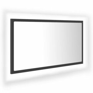 vidaXL szürke akril LED-es fürdőszobai tükör 80x8, 5x37 cm kép