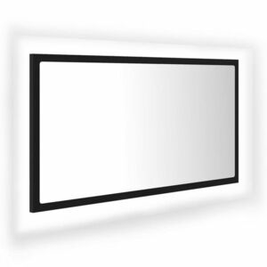 vidaXL fekete akril LED-es fürdőszobai tükör 80x8, 5x37 cm kép