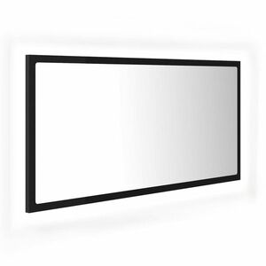 vidaXL fekete akril LED-es fürdőszobai tükör 90x8, 5x37 cm kép