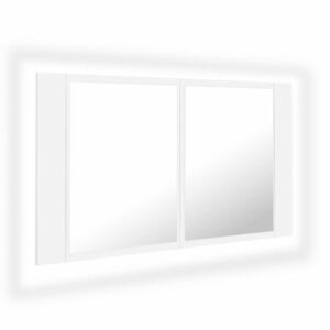 vidaXL fehér akril LED-es fürdőszobaszekrény tükörrel 80x12x45 cm kép