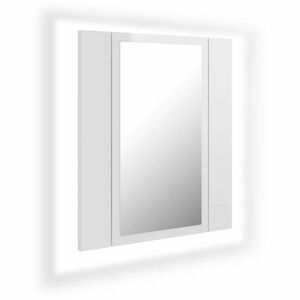 vidaXL magasfényű fehér akril LED-es fürdőszobai tükrös szekrény kép