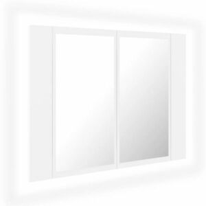 vidaXL fehér akril LED-es fürdőszobaszekrény tükörrel 60x12x45 cm kép