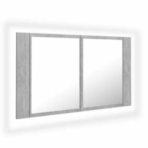 vidaXL betonszürke akril LED-es tükrös fürdőszobaszekrény 80x12x45 cm kép