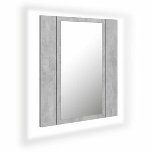 vidaXL betonszürke akril LED-es tükrös fürdőszobaszekrény 40x12x45 cm kép