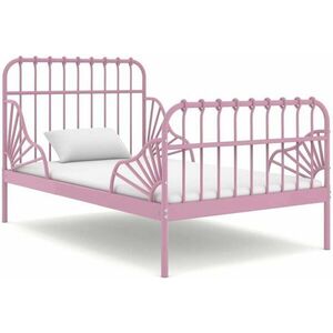 Shumee Prodloužitelný rám postele - růžový, kov, 80 × 130/200 cm kép