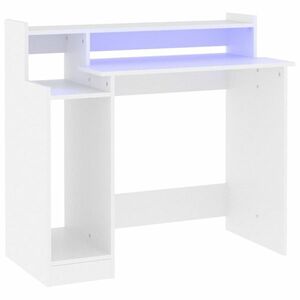 vidaXL fehér szerelt fa íróasztal LED-ekkel 97 x 45 x 90 cm kép