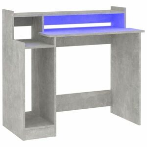 vidaXL betonszürke szerelt fa íróasztal LED-ekkel 97 x 45 x 90 cm kép