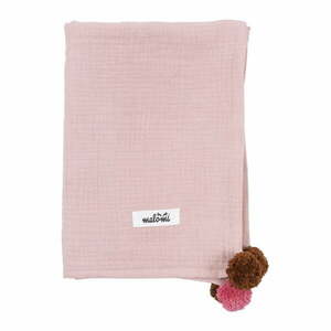 Rózsaszín muszlin gyerek takaró 100x140 cm Pompon – Malomi Kids kép