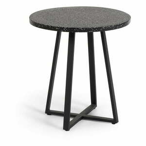Tella fekete kerti asztal kő asztallappal, ø 70 cm - Kave Home kép