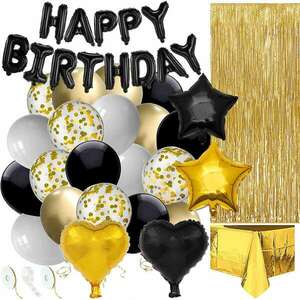 Springos Születésnapi dekorációs készlet - fekete-arany kép