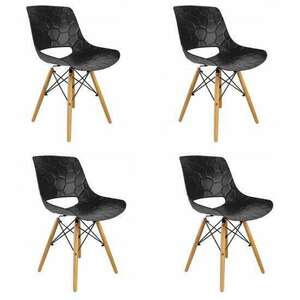 Skandináv stílusú székek, PP, fa, max 100 kg, fekete, 4 db-os kés... kép