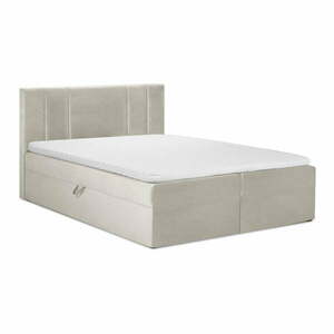 Bézs boxspring ágy tárolóhellyel 200x200 cm Afra – Mazzini Beds kép