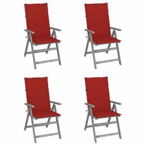 vidaXL 4 db dönthető tömör akácfa kerti szék párnával kép